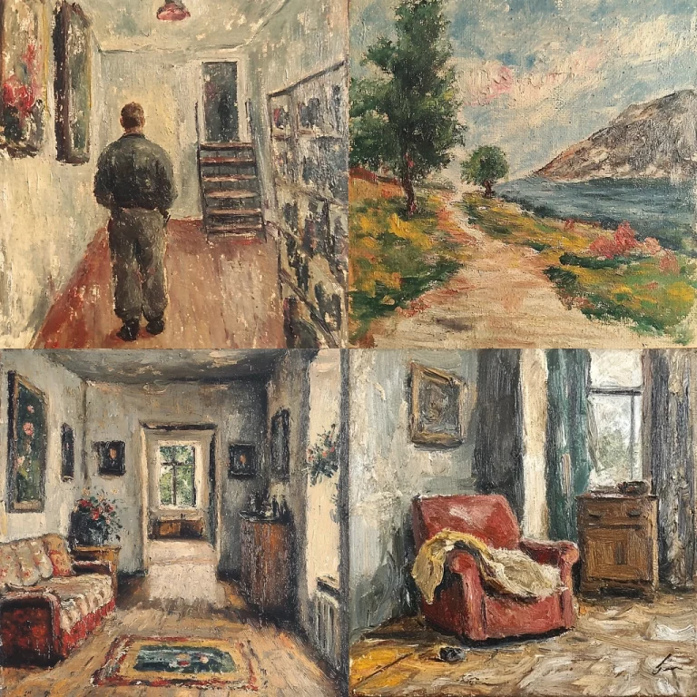 Textured Impressionist Interiors - Midjourney style sref code