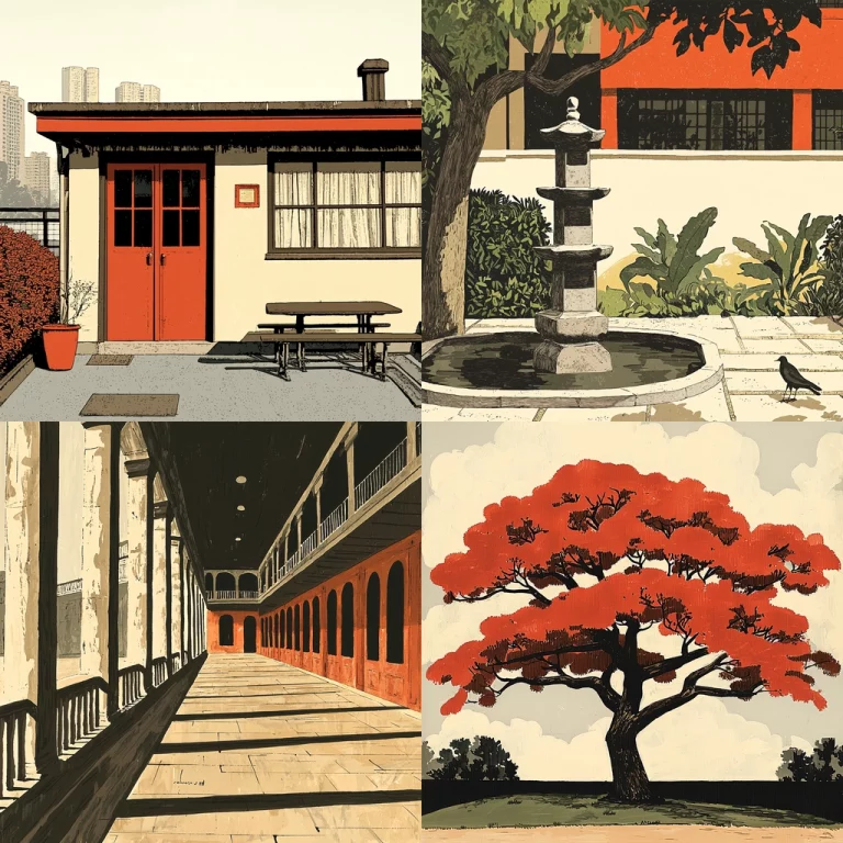 Flat Color Urban Vignettes - Midjourney style sref code