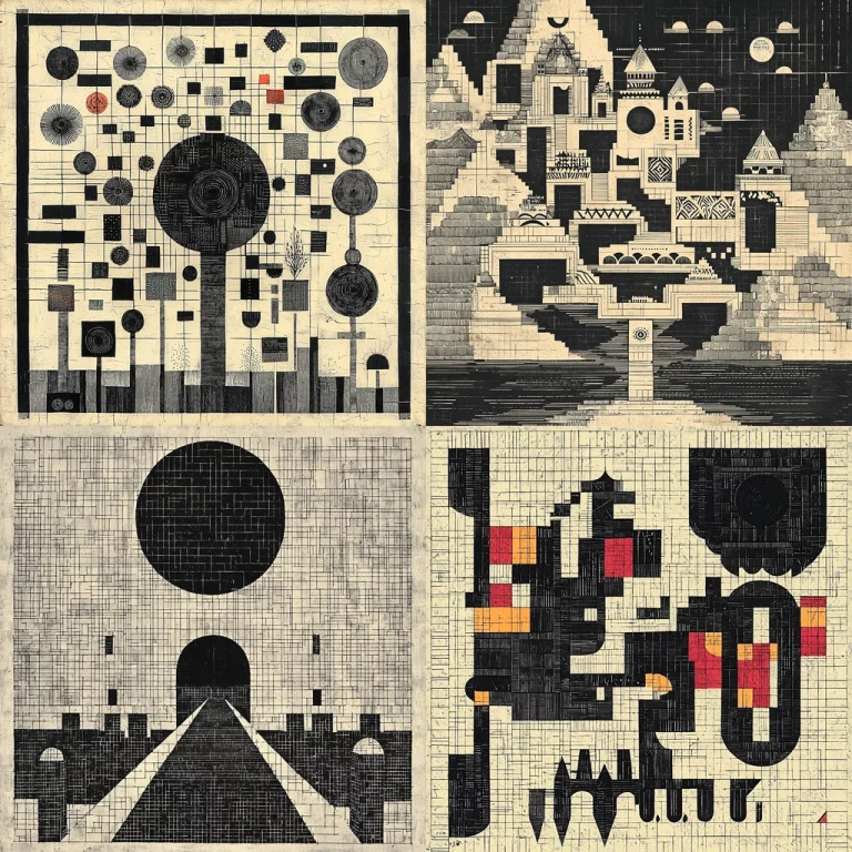 Geometric Monochrome Symmetry - Midjourney style sref code