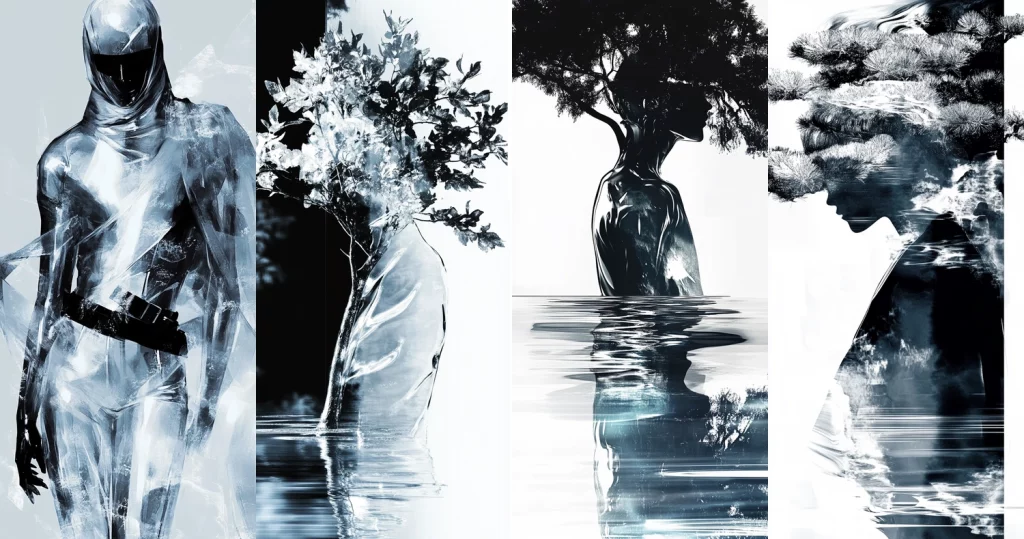Monochrome Abstract Reflection - Midjourney style sref code