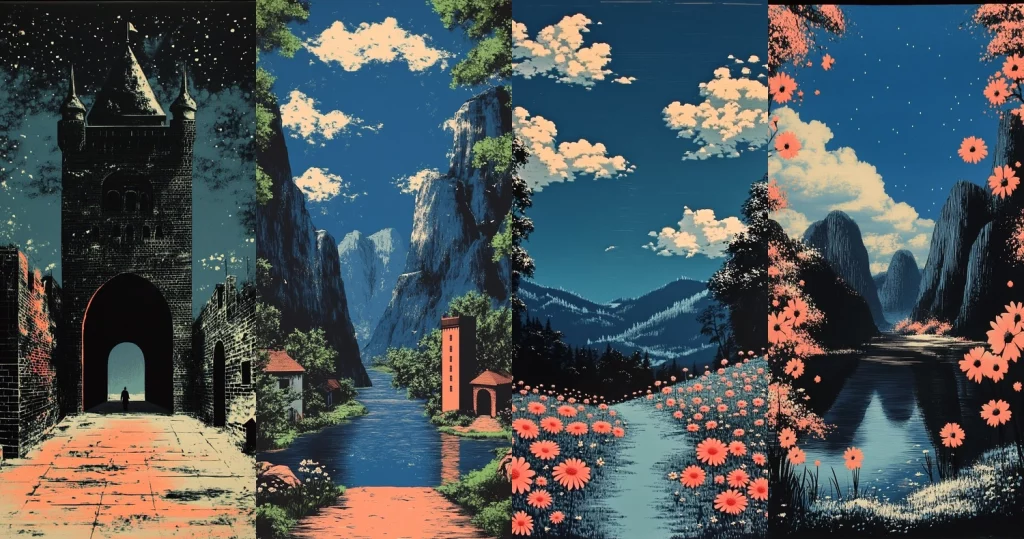 Vibrant Blue with Floral Accents - Midjourney style sref code