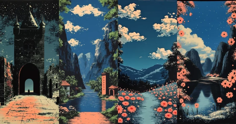 Vibrant Blue with Floral Accents - Midjourney style sref code