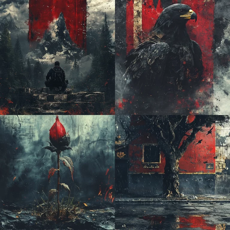 Textured Red and Gray Expression - Midjourney style sref code