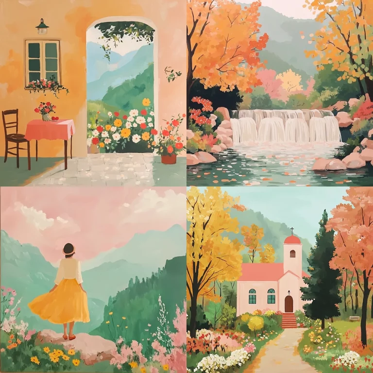Pastel Bright Autumn Vignettes - Midjourney style sref code