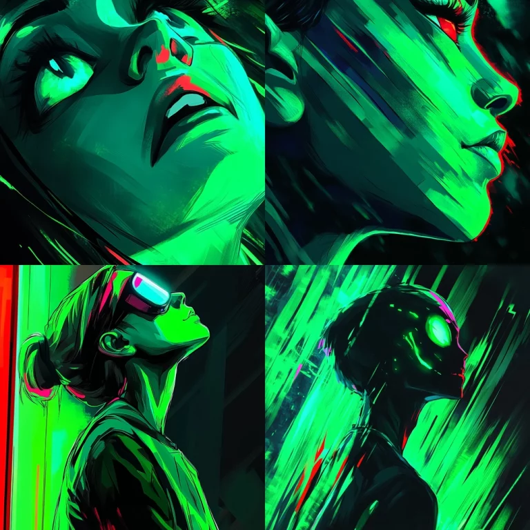 Neon Contrast Portraits - Midjourney style sref code 