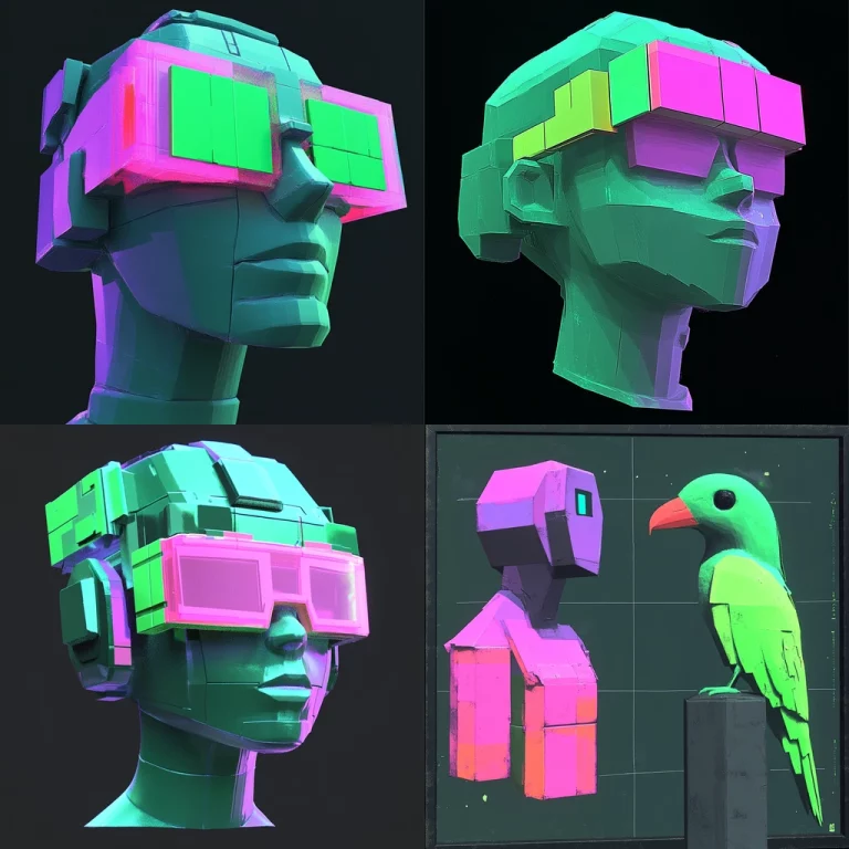 Neon Geometric Cyber Heads - Midjourney style sref code