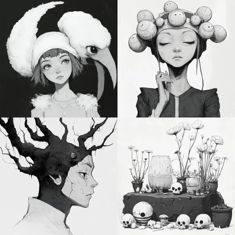 Monochrome High Contrast Surrealism - Midjourney style sref code