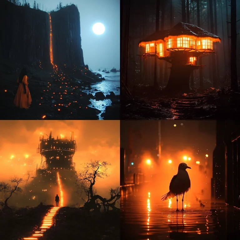 Illuminated Contrast Nightscapes - Midjourney style sref code