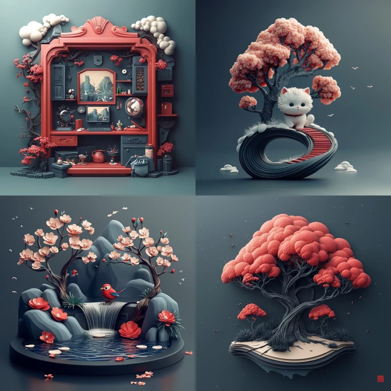 3D Plaster Textured Ultramodern - Midjourney style sref code