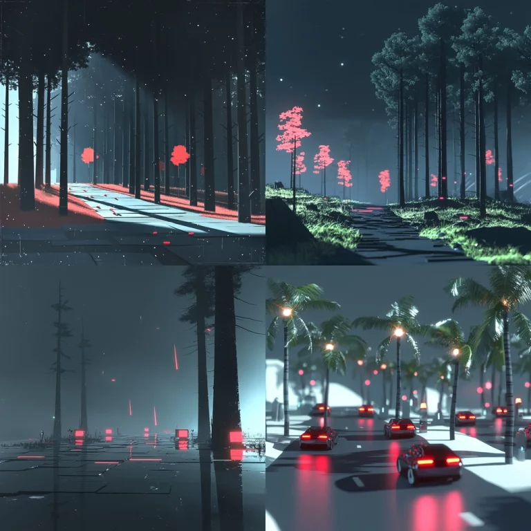 Cool Neon Forestscape - Midjourney style sref code