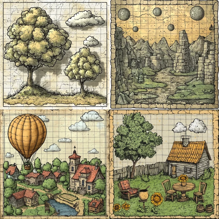 Textured Retro Illustration with Earth Tones - Midjourney style sref code