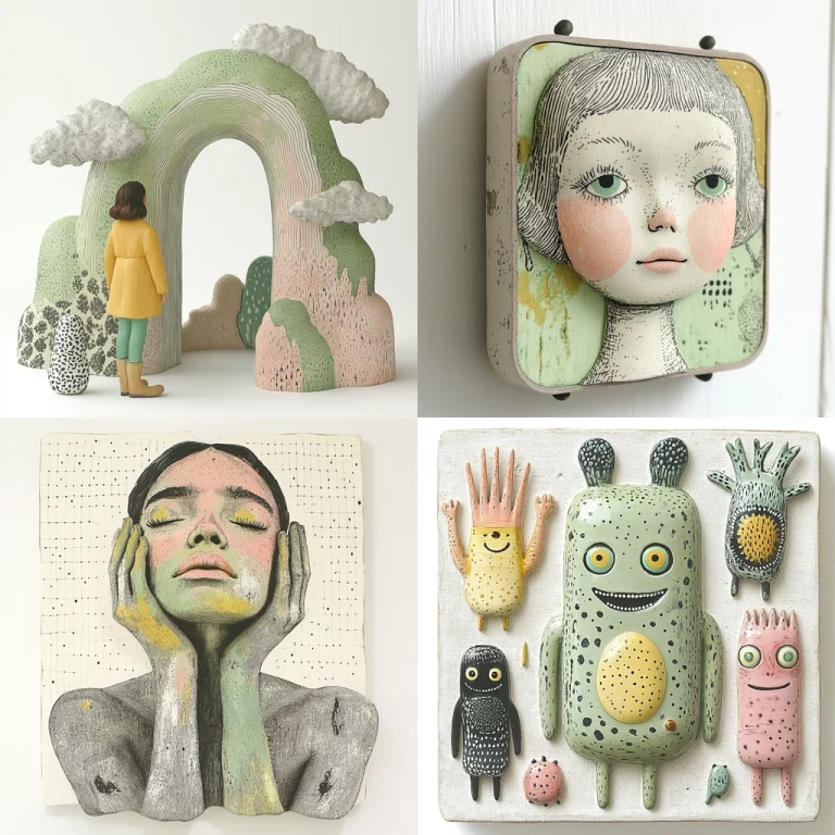 Textured Pastel Sculptural Scenes - Midjourney style sref code 