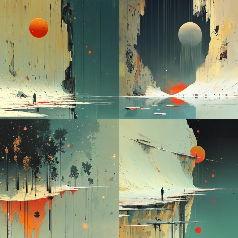 Vivid Gradient Dystopian Landscape - Midjourney style sref code
