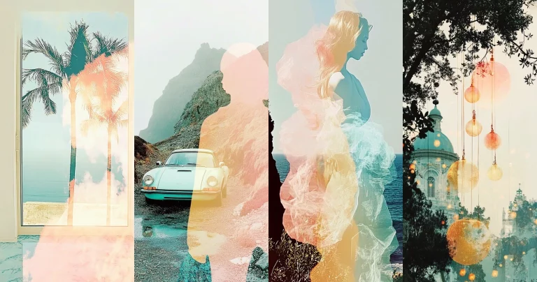 Pastel Overlay Collage - Midjourney style sref code