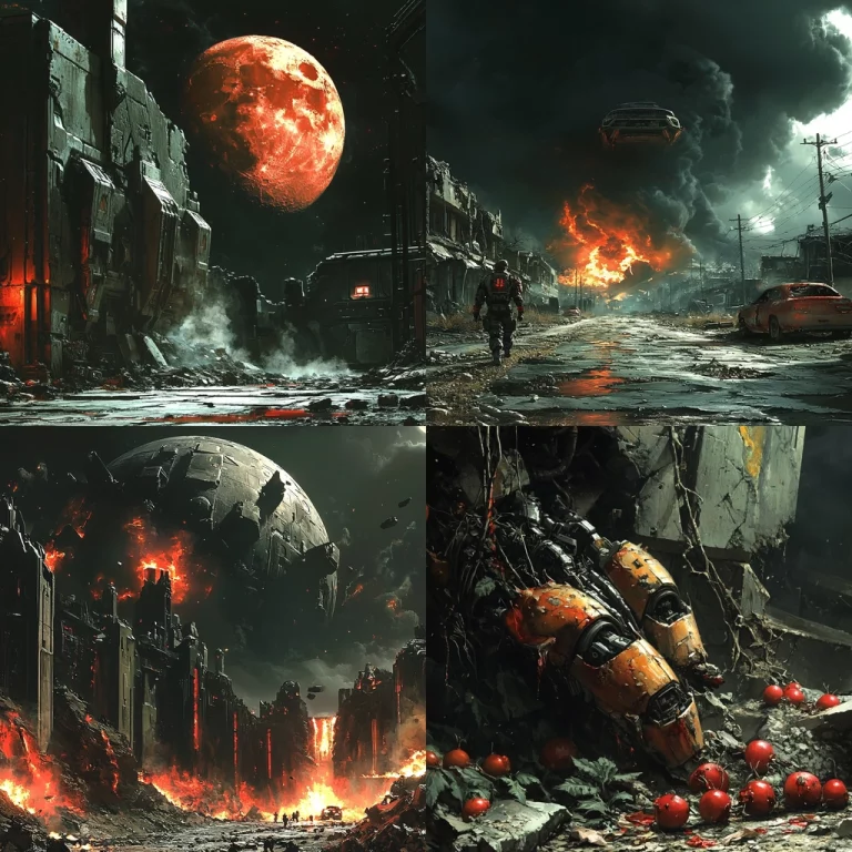 Burning Moonlight Dystopia - Midjourney style sref code