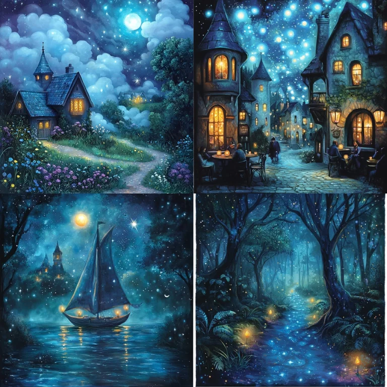 Starry Dimensional Blues - Midjourney style sref code