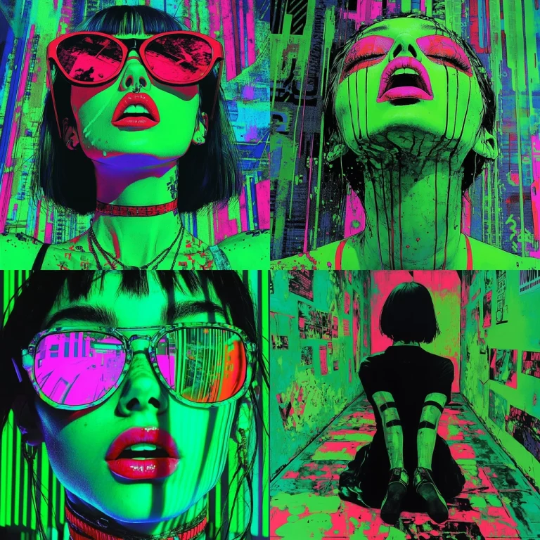 Neon Grunge Aesthetic - Midjourney style sref code 