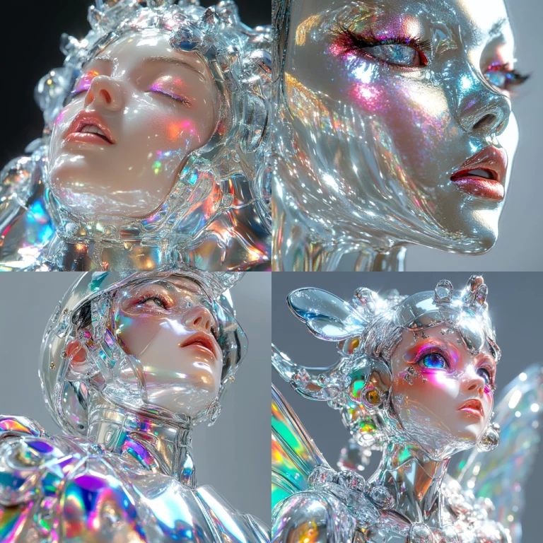 Holographic Reflective Sculpture - Midjourney style sref code 