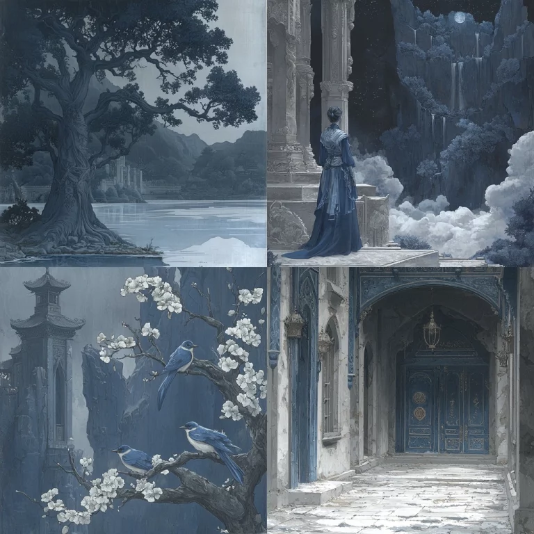 Monochrome Blue Sketch - Midjourney style sref code