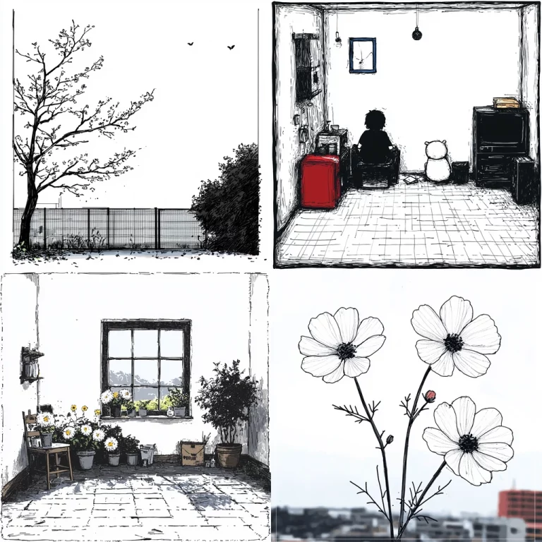 Monochrome Linework with Color Pops - Midjourney style sref code