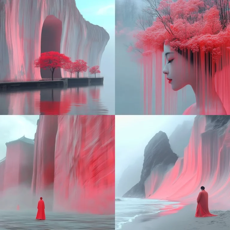 Red Misty Landscapes - Midjourney style sref code