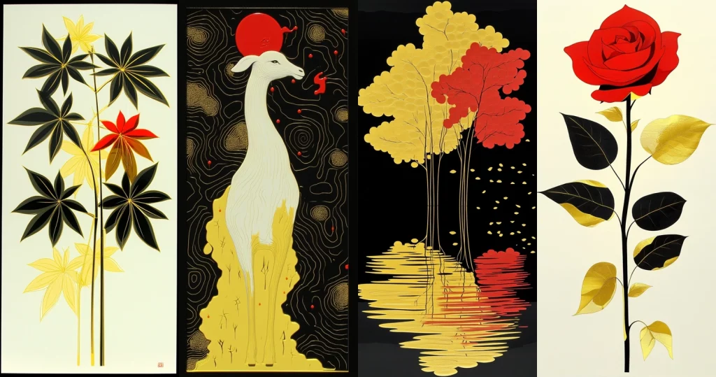 Gold and Red Contrast - Midjourney style sref code