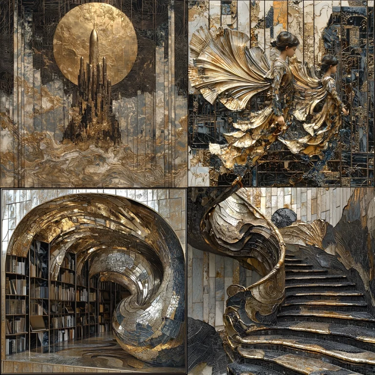 Metallic Surreal Spiral - Midjourney style sref code