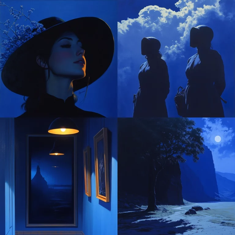 Dramatic Blue Silhouettes - Midjourney style sref code