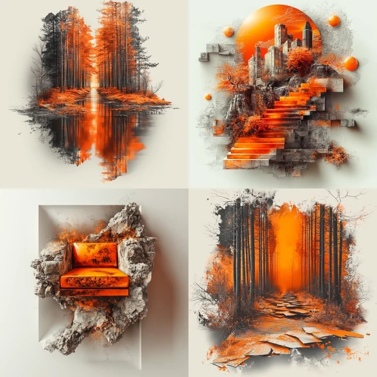 Orange Accent and Concrete Elements - Midjourney style sref code