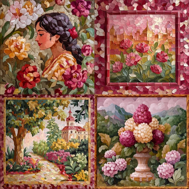 Textured Floral Mosaic - Midjourney style sref code