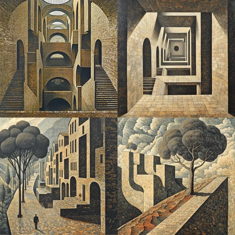 Geometric Brickwork Architecture - Midjourney style sref code