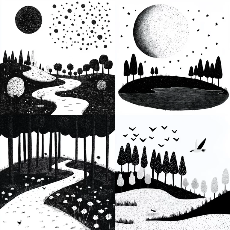 Monochrome Stippled Scenery - Midjourney style sref code