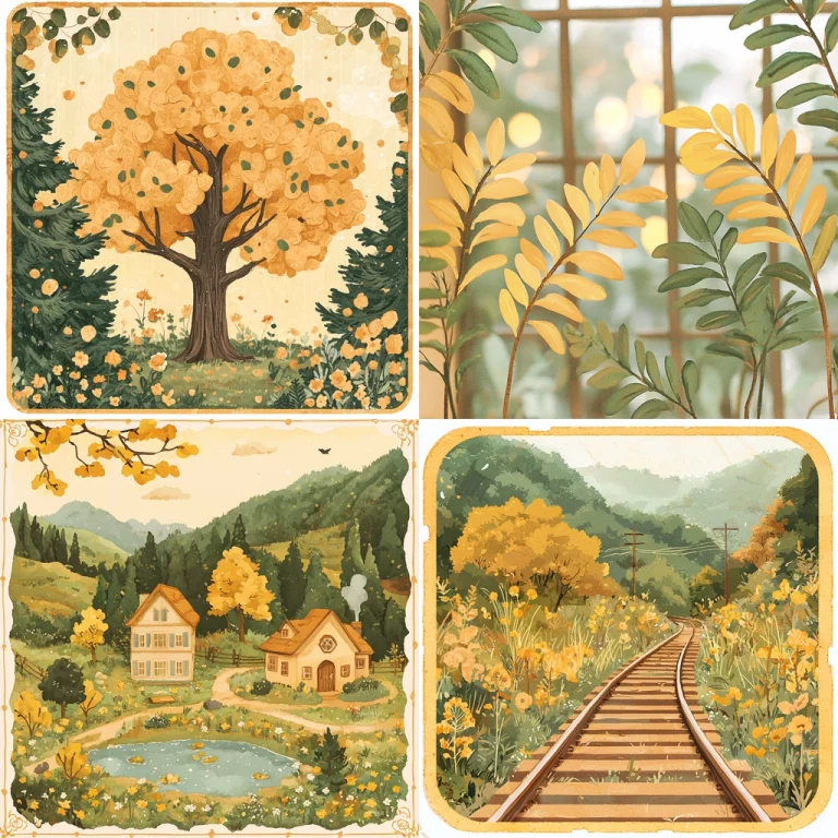 Golden Autumn Landscape Painting - Midjourney style sref code