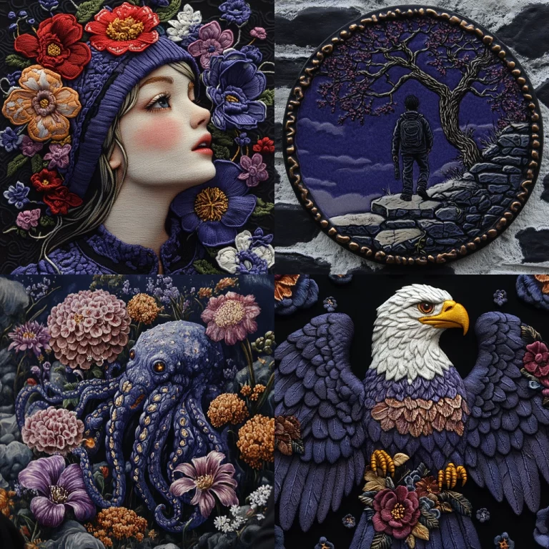 Embroidery Texture Floral Motifs - Midjourney style sref code