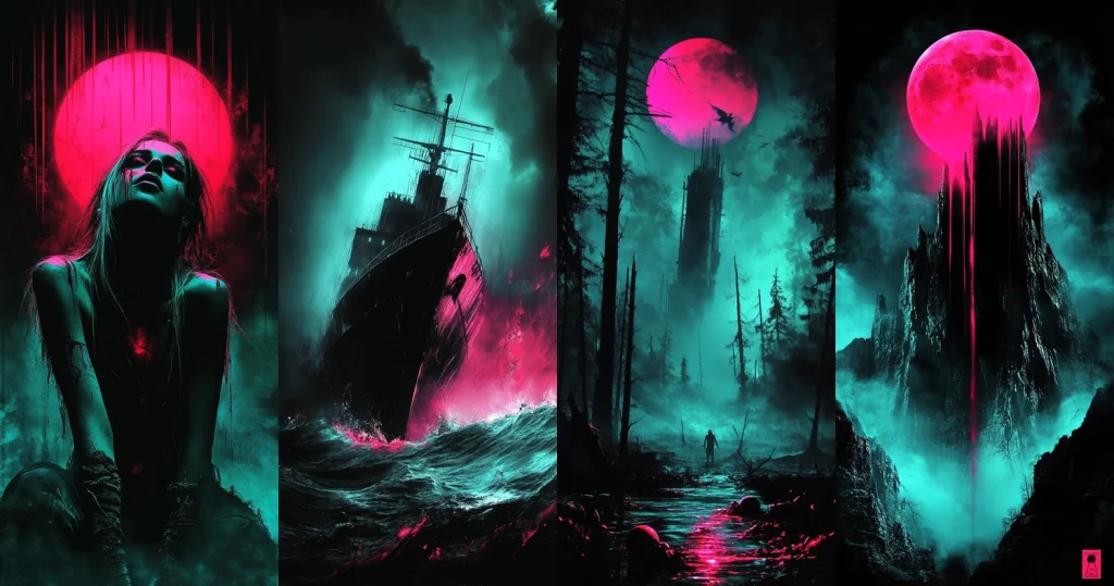 Neon Gothic Contrast - Midjourney style sref code