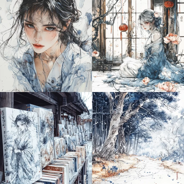 Elegant Watercolor Serenity - Midjourney style sref code