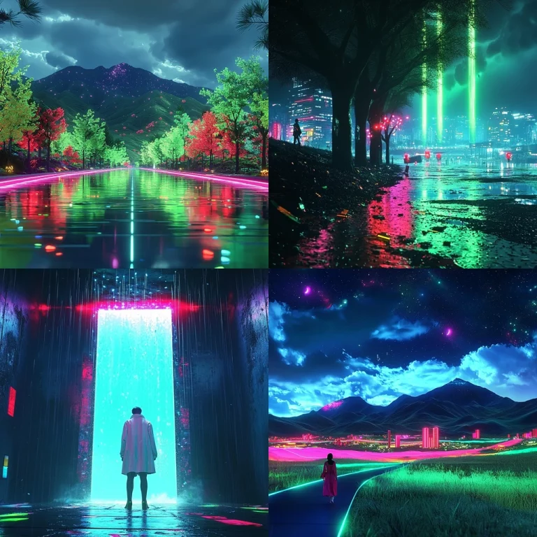 Neon Nightscape Reflections - Midjourney style sref code