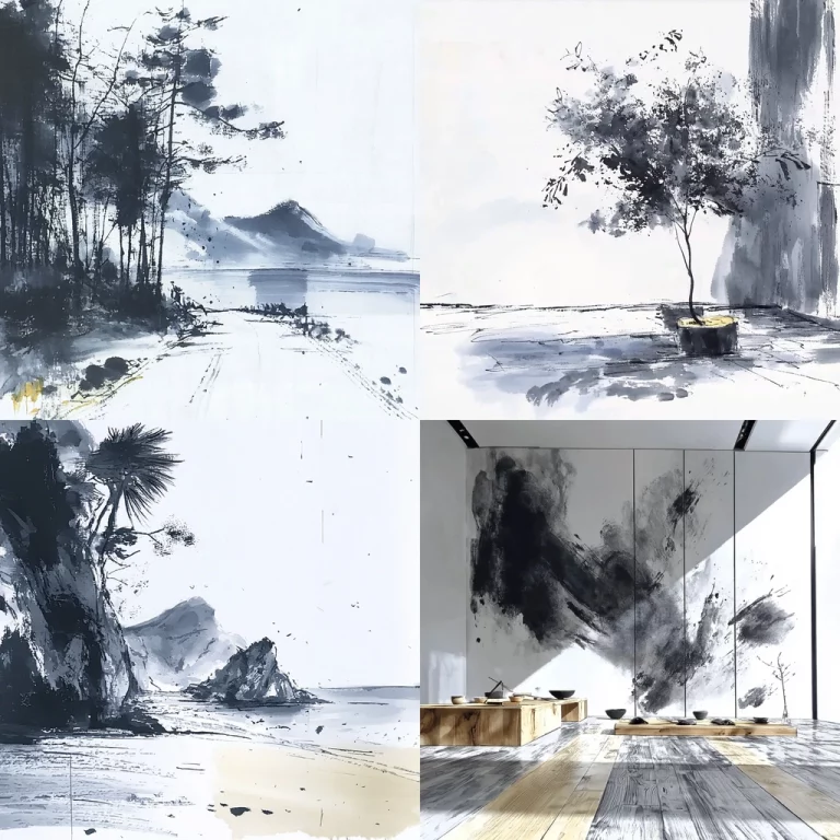 Monochrome Ink Landscape - Midjourney style sref code