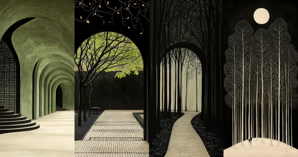 Layered Shadowed Arches - Midjourney style sref code