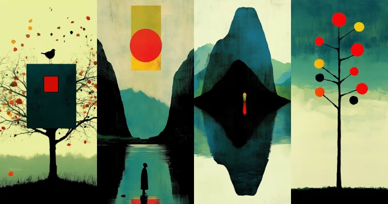 Minimalist Symbolic Vignettes - Midjourney style sref code