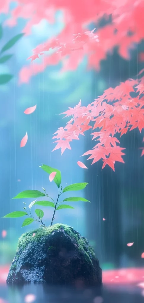 Soft Pink and Blue Glow - Anime Style