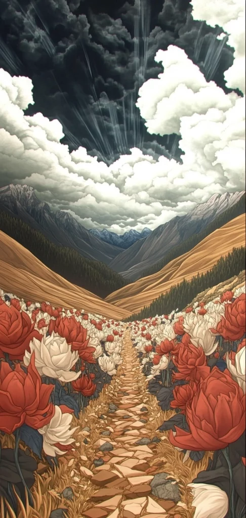 Vibrant Natural Textured Scene - Illustration