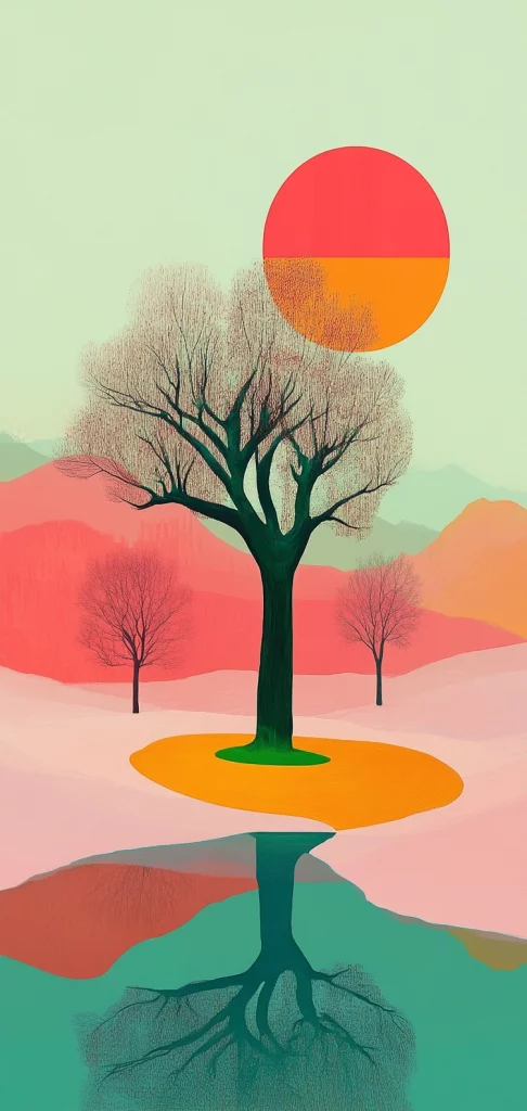 Vibrant Geometric Landscapes – Warm Tone