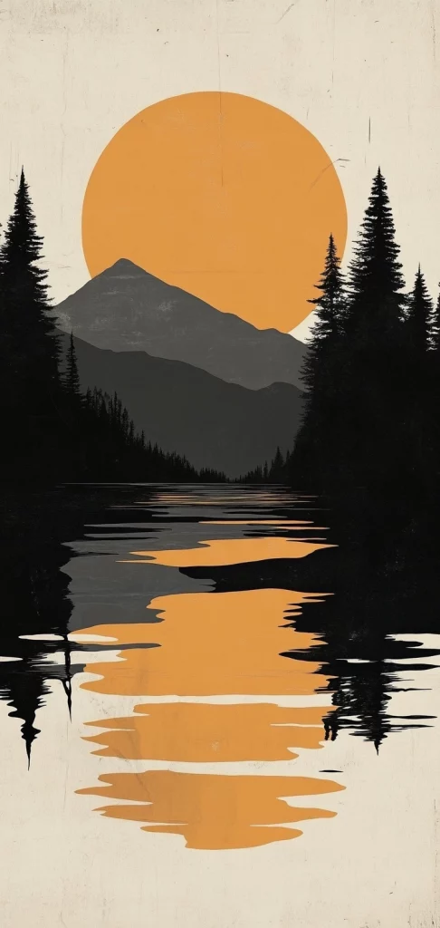 Golden Silhouette Reflection - Minimalism