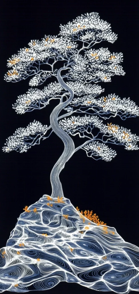 Luminescent Winter Dreamscape - Monochrome