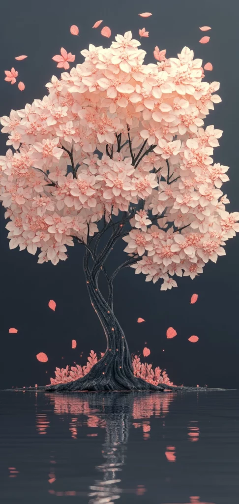 Soft Blossoms with Dark Background - Cool Tone