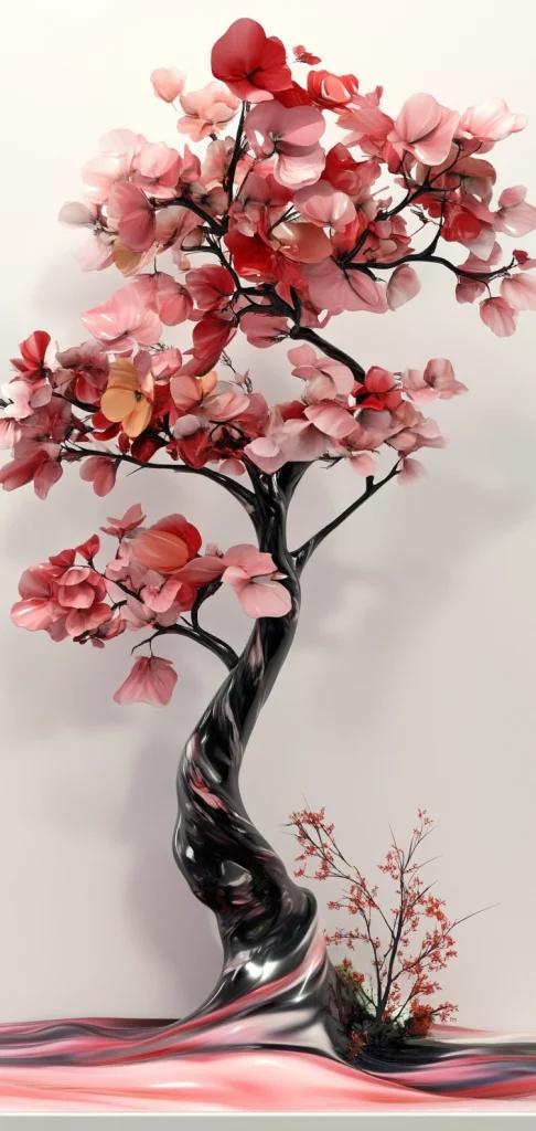 Glossy Black-Red Flow – High Contrast