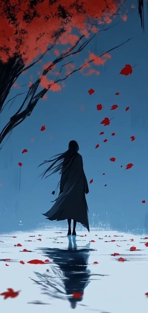 Red-Blue Contrast Scenes - Ink Painting