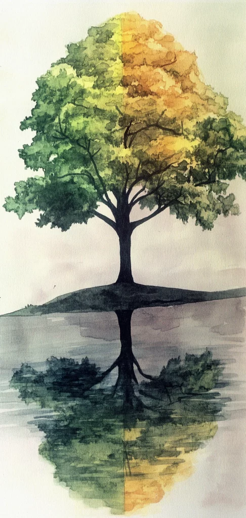 Colorful Watercolor Reflection - Realism