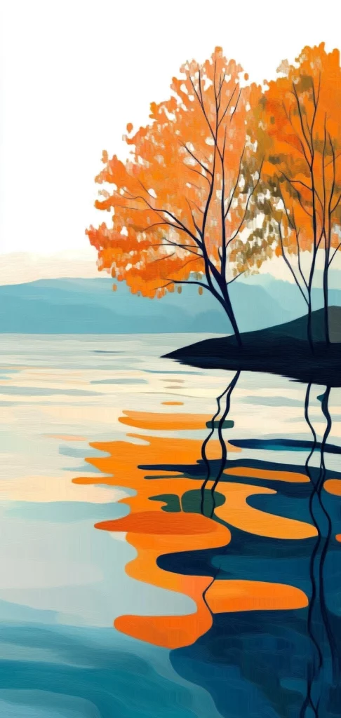 Vibrant Autumn Reflections - High Contrast